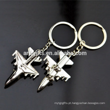 Atacado design personalizado barato 3D avião forma de metal keychain keyring